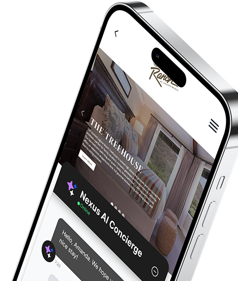 Nexus AI concierge on mobile, in hotel branding