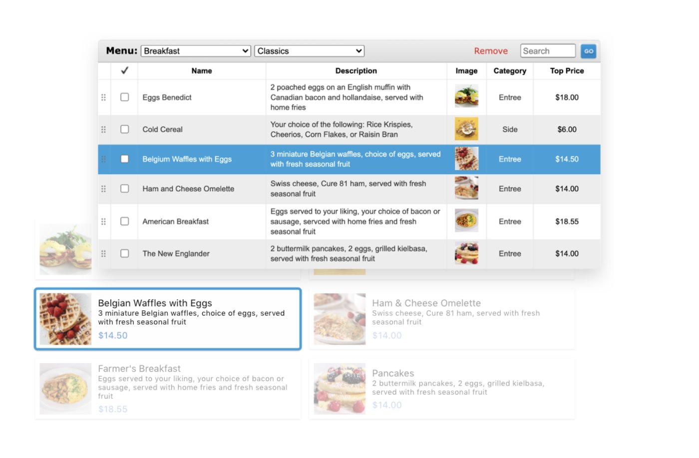 Smart Dining before the redesign
